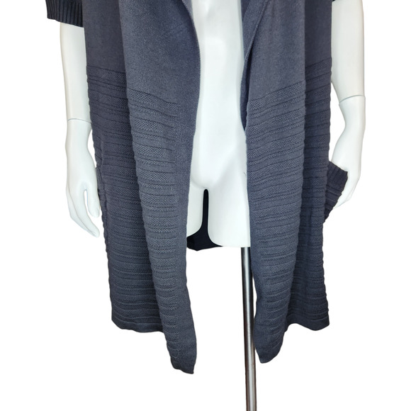 Isaac MIzrahi Live! Cascade-Front Sweater Cardigan Short Sleeve Black Small NWOT - Picture 3 of 14